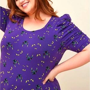 💜👻 TORRID HAUNTED MANSION DISNEY PUFF SLEEVE TOP - GARGOYLE EYES 👻💜